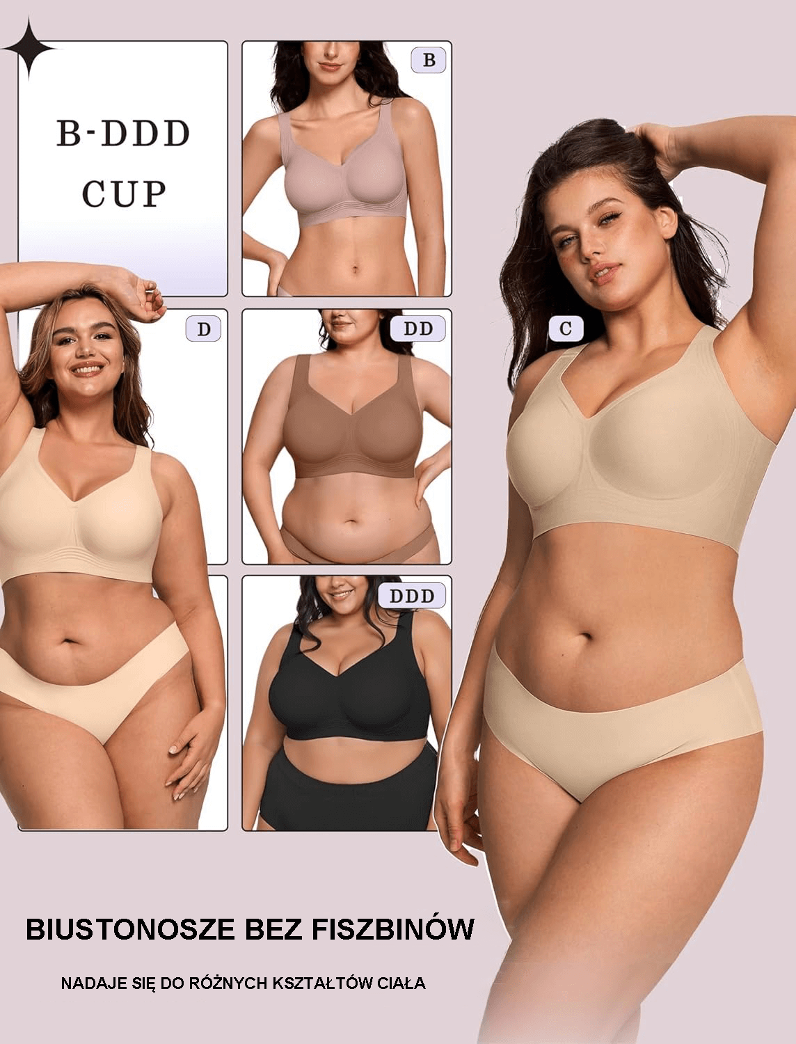 Biustonosz żelowy bez fiszbin damski, plus size, bezszwowy, zapewniający pełne wsparcie, wygodny biustonosz push-up bez fiszbin w stylu T-shirt