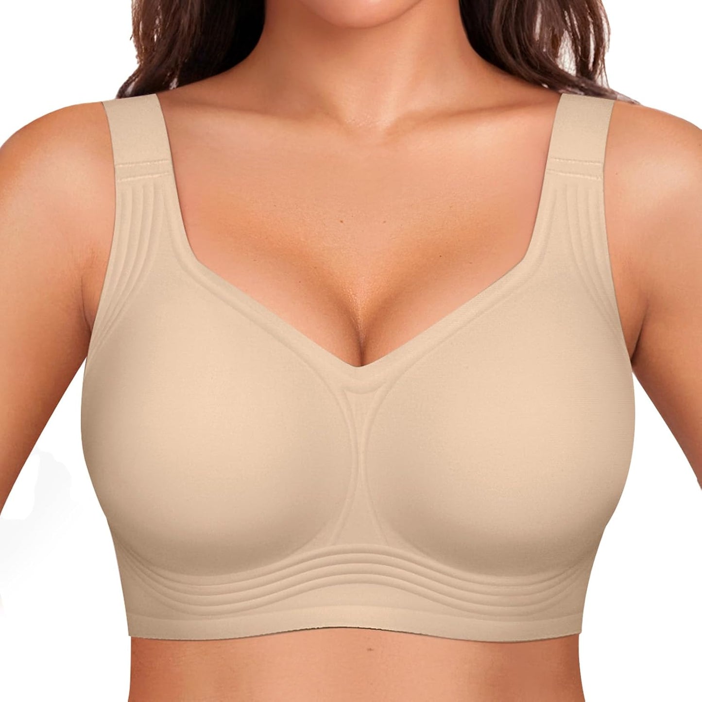 Biustonosz żelowy bez fiszbin damski, plus size, bezszwowy, zapewniający pełne wsparcie, wygodny biustonosz push-up bez fiszbin w stylu T-shirt