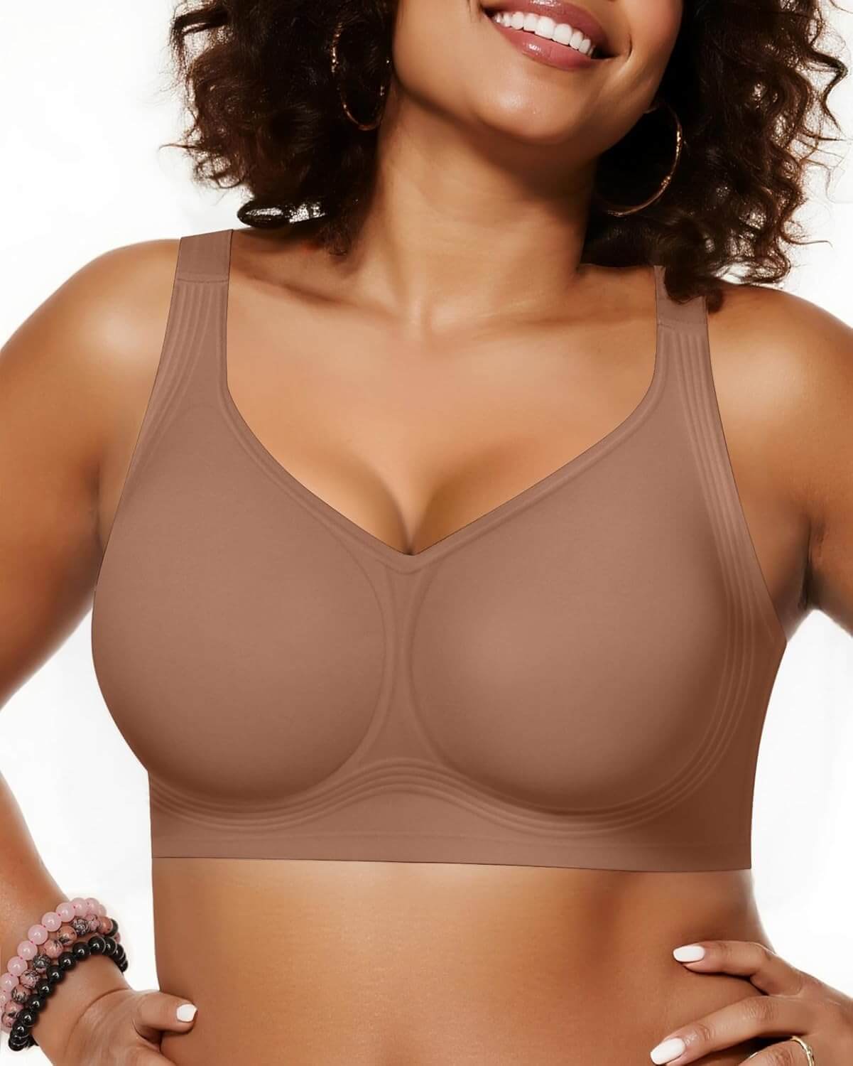 Biustonosz żelowy bez fiszbin damski, plus size, bezszwowy, zapewniający pełne wsparcie, wygodny biustonosz push-up bez fiszbin w stylu T-shirt
