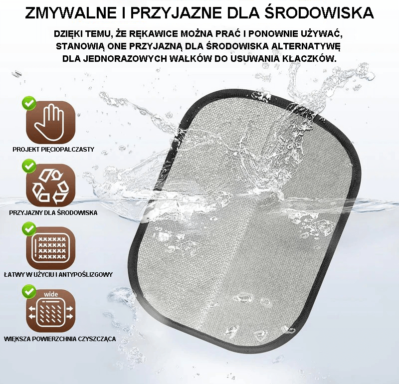 Rękawica do usuwania sierści zwierząt dla kotów i psów, ulepszone pięciopalczaste elektrostatyczne rękawice do usuwania sierści zwierząt, wielokrotnego użytku magiczna szczotka do usuwania sierści zwierząt do prania, na kanapę, dywan, fotel samochodowy